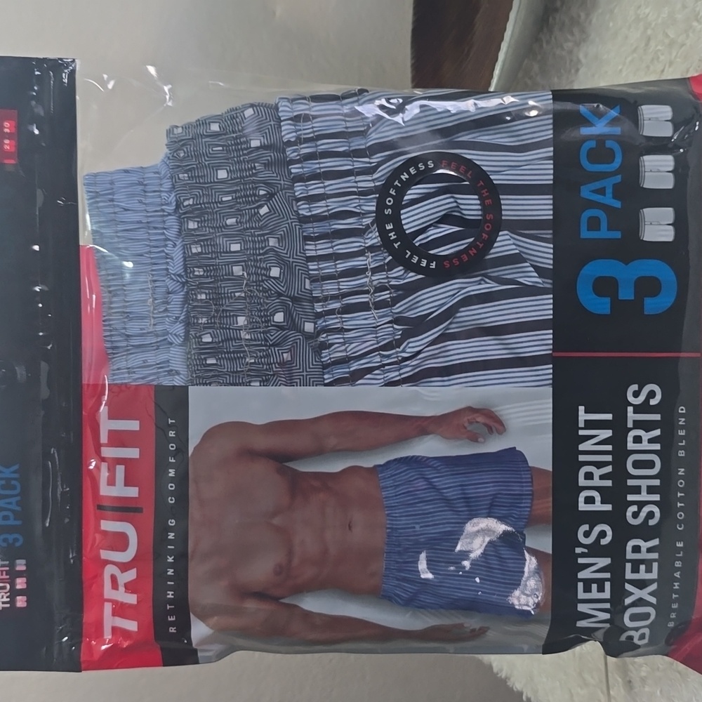 Men's Patterned Boxer Shorts 3 Pack - Blue and Black 💜
